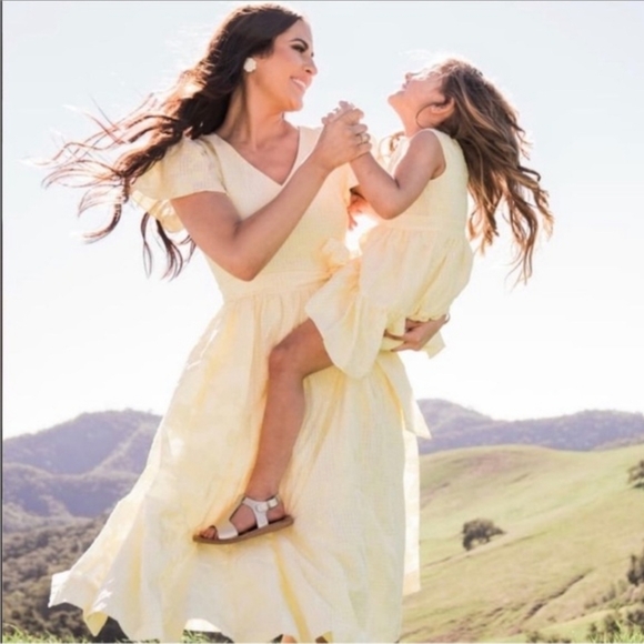 Rachel Parcell Women's Yellow Burnt-out Gingam Midi Dress - Picture 6 of 14